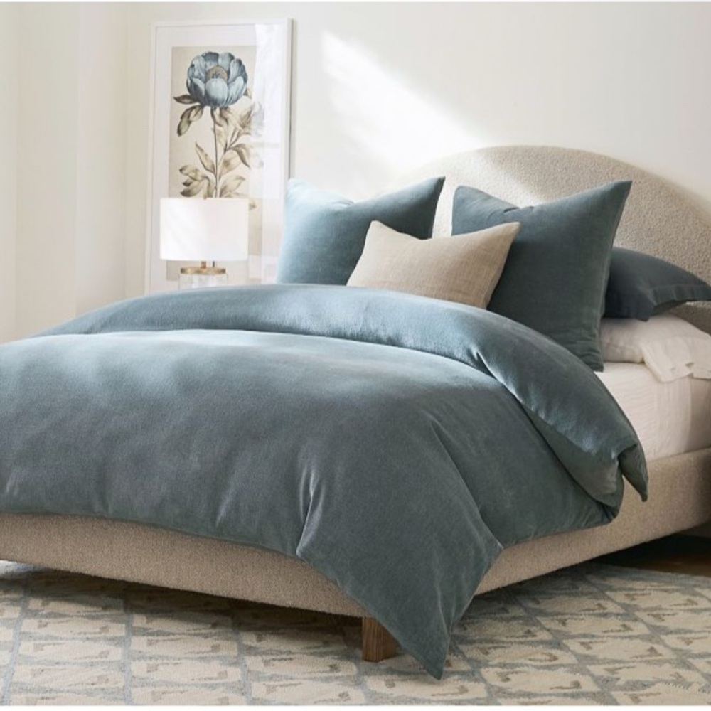 NWT 3 Pottery Barn EURO Steel Blue Cozy Cloud Shams 26x26 - Picture 2 of 4
